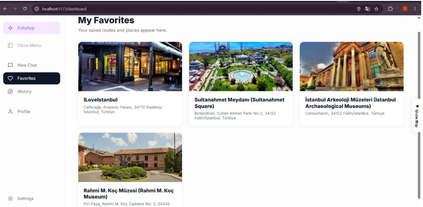EvliyApp - Favorite Routes Collection